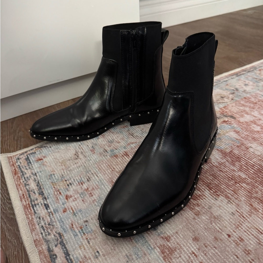 Ellos Black Ankle Boots with Studded Detailing